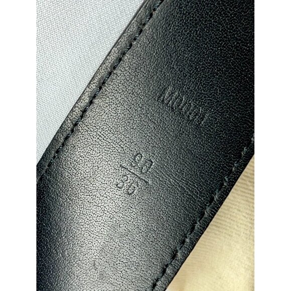 LOUIS VUITTON Black Leather Belt LV Monogram +Box dust bag receipt tag Sz 90/36 - Picture 8 of 14